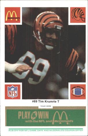 1986 McDonald's Cincinnati Bengals - Full Game Pieces - Week 4 Green Tab #NNO Tim Krumrie Front
