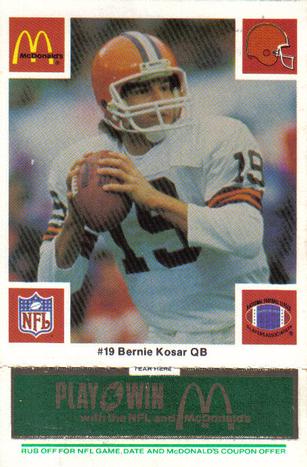 1986 McDonald's Cleveland Browns - Full Game Pieces - Week 4 Green Tab #NNO Bernie Kosar Front