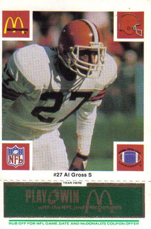 1986 McDonald's Cleveland Browns - Full Game Pieces - Week 4 Green Tab #NNO Al Gross Front