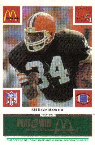 1986 McDonald's Cleveland Browns - Full Game Pieces - Week 4 Green Tab #NNO Kevin Mack Front