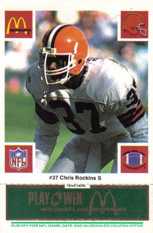 1986 McDonald's Cleveland Browns - Full Game Pieces - Week 4 Green Tab #NNO Chris Rockins Front