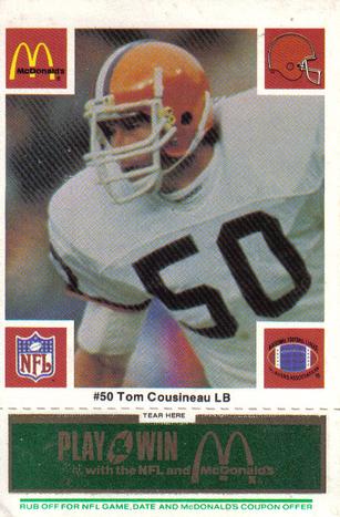 1986 McDonald's Cleveland Browns - Full Game Pieces - Week 4 Green Tab #NNO Tom Cousineau Front