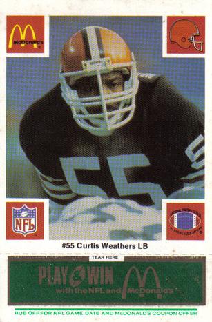 1986 McDonald's Cleveland Browns - Full Game Pieces - Week 4 Green Tab #NNO Curtis Weathers Front