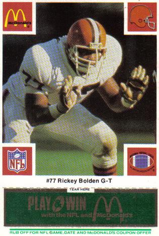 1986 McDonald's Cleveland Browns - Full Game Pieces - Week 4 Green Tab #NNO Rickey Bolden Front