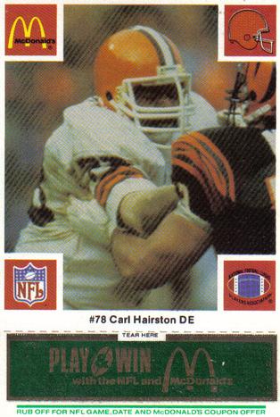 1986 McDonald's Cleveland Browns - Full Game Pieces - Week 4 Green Tab #NNO Carl Hairston Front