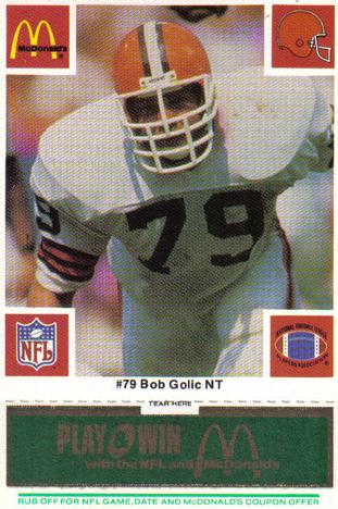 1986 McDonald's Cleveland Browns - Full Game Pieces - Week 4 Green Tab #NNO Bob Golic Front