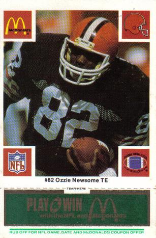 1986 McDonald's Cleveland Browns - Full Game Pieces - Week 4 Green Tab #NNO Ozzie Newsome Front