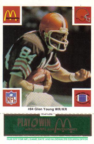 1986 McDonald's Cleveland Browns - Full Game Pieces - Week 4 Green Tab #NNO Glen Young Front