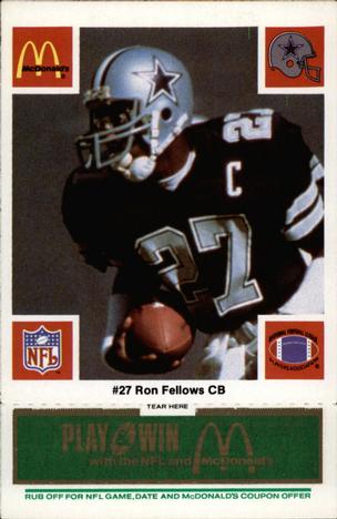 1986 McDonald's Dallas Cowboys - Full Game Pieces - Week 4 Green Tab #NNO Ron Fellows Front