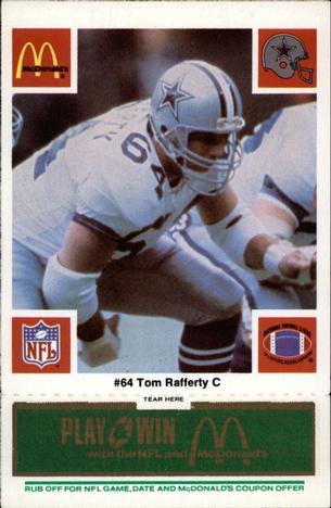 1986 McDonald's Dallas Cowboys - Full Game Pieces - Week 4 Green Tab #NNO Tom Rafferty Front