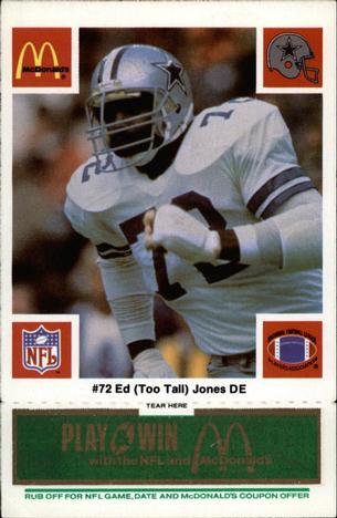 1986 McDonald's Dallas Cowboys - Full Game Pieces - Week 4 Green Tab #NNO Ed (Too Tall) Jones Front