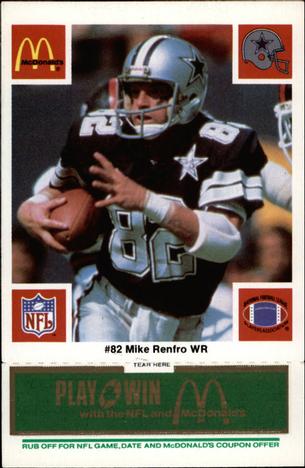 1986 McDonald's Dallas Cowboys - Full Game Pieces - Week 4 Green Tab #NNO Mike Renfro Front