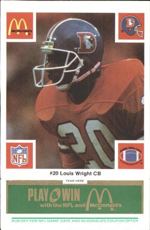 1986 McDonald's Denver Broncos - Full Game Pieces - Week 4 Green Tab #NNO Louis Wright Front