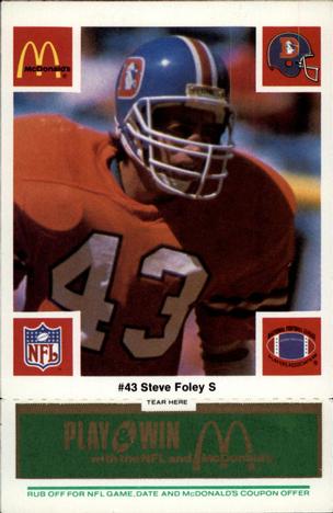 1986 McDonald's Denver Broncos - Full Game Pieces - Week 4 Green Tab #NNO Steve Foley Front