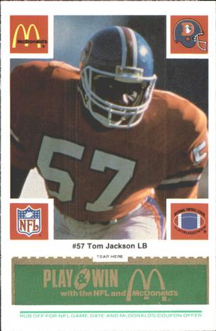 1986 McDonald's Denver Broncos - Full Game Pieces - Week 4 Green Tab #NNO Tom Jackson Front