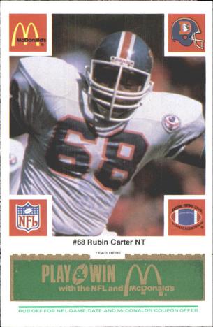 1986 McDonald's Denver Broncos - Full Game Pieces - Week 4 Green Tab #NNO Rubin Carter Front