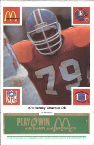 1986 McDonald's Denver Broncos - Full Game Pieces - Week 4 Green Tab #NNO Barney Chavous Front