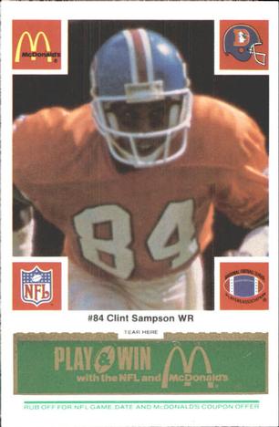 1986 McDonald's Denver Broncos - Full Game Pieces - Week 4 Green Tab #NNO Clint Sampson Front