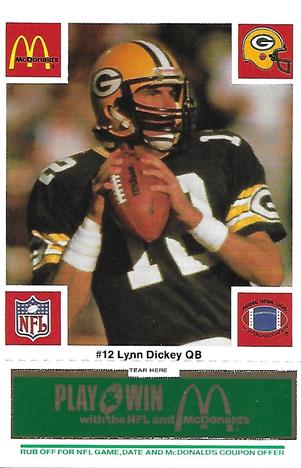 1986 McDonald's Green Bay Packers - Full Game Pieces - Week 4 Green Tab #NNO Lynn Dickey Front