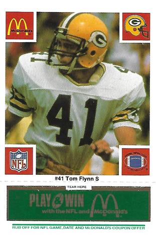 1986 McDonald's Green Bay Packers - Full Game Pieces - Week 4 Green Tab #NNO Tom Flynn Front