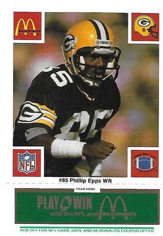 1986 McDonald's Green Bay Packers - Full Game Pieces - Week 4 Green Tab #NNO Phillip Epps Front