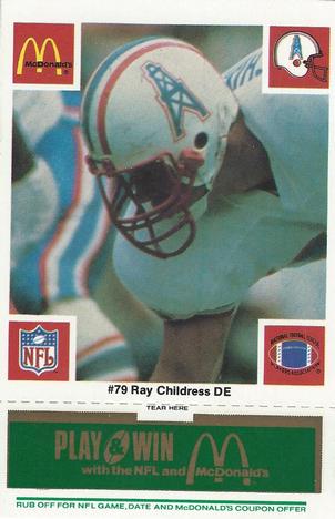 1986 McDonald's Houston Oilers - Full Game Pieces - Week 4 Green Tab #NNO Ray Childress Front