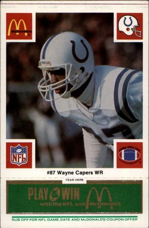 1986 McDonald's Indianapolis Colts - Full Game Pieces - Week 4 Green Tab #NNO Wayne Capers Front