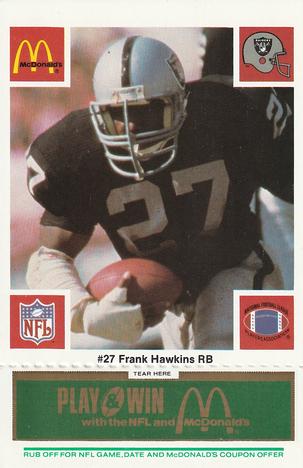 1986 McDonald's Los Angeles Raiders - Full Game Pieces Green Tab #NNO Frank Hawkins Front