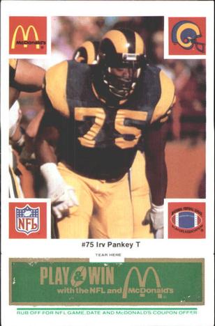 1986 McDonald's Los Angeles Rams - Full Game Pieces - Week 4 Green Tab #NNO Irv Pankey Front