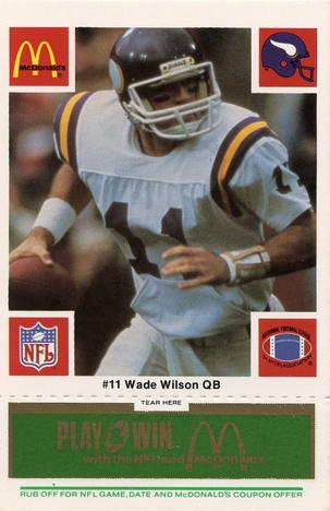 1986 McDonald's Minnesota Vikings - Full Game Pieces - Week 4 Green Tab #NNO Wade Wilson Front
