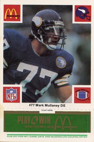 1986 McDonald's Minnesota Vikings - Full Game Pieces - Week 4 Green Tab #NNO Mark Mullaney Front