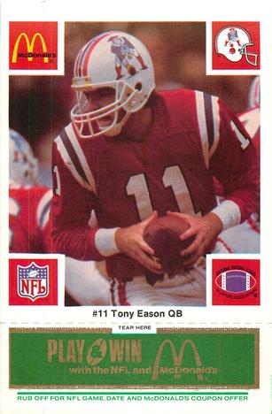 1986 McDonald's New England Patriots - Full Game Pieces - Week 4 Green Tab #NNO Tony Eason Front