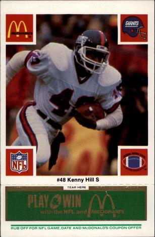 1986 McDonald's New York Giants - Full Game Pieces - Week 4 Green Tab #NNO Kenny Hill Front
