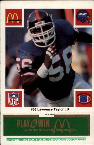 1986 McDonald's New York Giants - Full Game Pieces - Week 4 Green Tab #NNO Lawrence Taylor Front