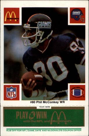 1986 McDonald's New York Giants - Full Game Pieces - Week 4 Green Tab #NNO Phil McConkey Front