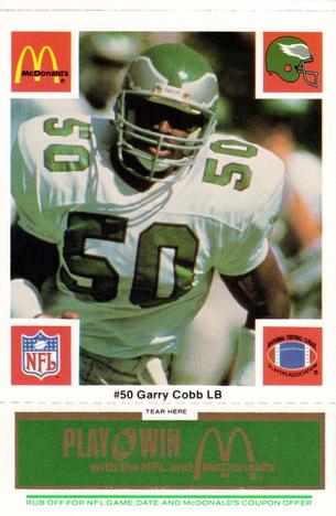 1986 McDonald's Philadelphia Eagles - Full Game Pieces - Week 4 Green Tab #NNO Garry Cobb Front
