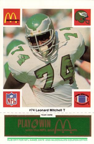 1986 McDonald's Philadelphia Eagles - Full Game Pieces - Week 4 Green Tab #NNO Leonard Mitchell Front