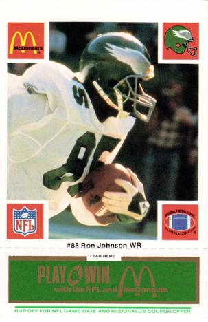1986 McDonald's Philadelphia Eagles - Full Game Pieces - Week 4 Green Tab #NNO Ron Johnson Front