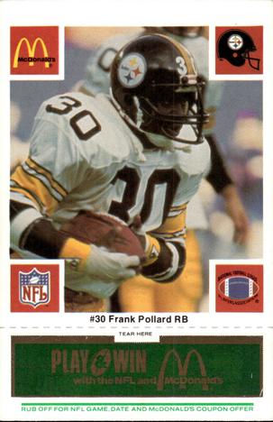 1986 McDonald's Pittsburgh Steelers - Full Game Pieces - Week 4 Green Tab #NNO Frank Pollard Front