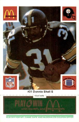 1986 McDonald's Pittsburgh Steelers - Full Game Pieces - Week 4 Green Tab #NNO Donnie Shell Front