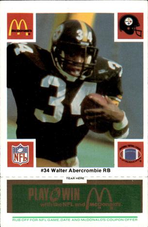 1986 McDonald's Pittsburgh Steelers - Full Game Pieces - Week 4 Green Tab #NNO Walter Abercrombie Front