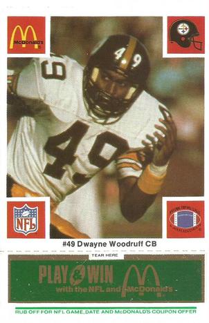 1986 McDonald's Pittsburgh Steelers - Full Game Pieces - Week 4 Green Tab #NNO Dwayne Woodruff Front