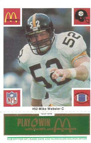1986 McDonald's Pittsburgh Steelers - Full Game Pieces - Week 4 Green Tab #NNO Mike Webster Front