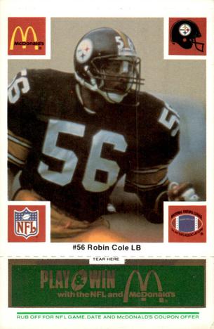 1986 McDonald's Pittsburgh Steelers - Full Game Pieces - Week 4 Green Tab #NNO Robin Cole Front