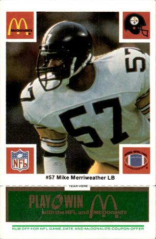 1986 McDonald's Pittsburgh Steelers - Full Game Pieces - Week 4 Green Tab #NNO Mike Merriweather Front