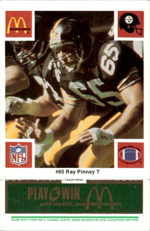 1986 McDonald's Pittsburgh Steelers - Full Game Pieces - Week 4 Green Tab #NNO Ray Pinney Front