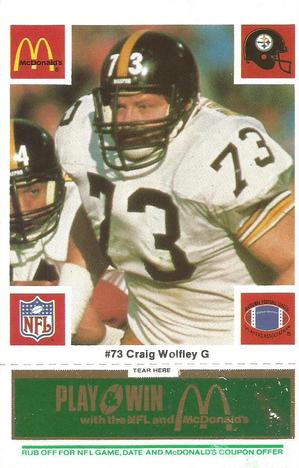 1986 McDonald's Pittsburgh Steelers - Full Game Pieces - Week 4 Green Tab #NNO Craig Wolfley Front