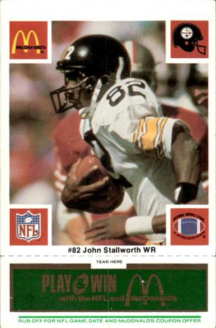 1986 McDonald's Pittsburgh Steelers - Full Game Pieces - Week 4 Green Tab #NNO John Stallworth Front