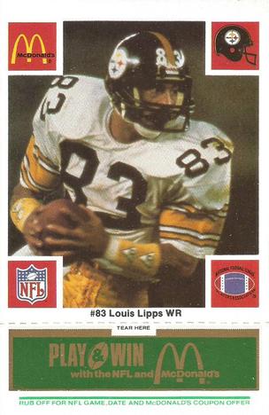 1986 McDonald's Pittsburgh Steelers - Full Game Pieces - Week 4 Green Tab #NNO Louis Lipps Front