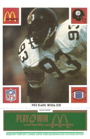 1986 McDonald's Pittsburgh Steelers - Full Game Pieces - Week 4 Green Tab #NNO Keith Willis Front